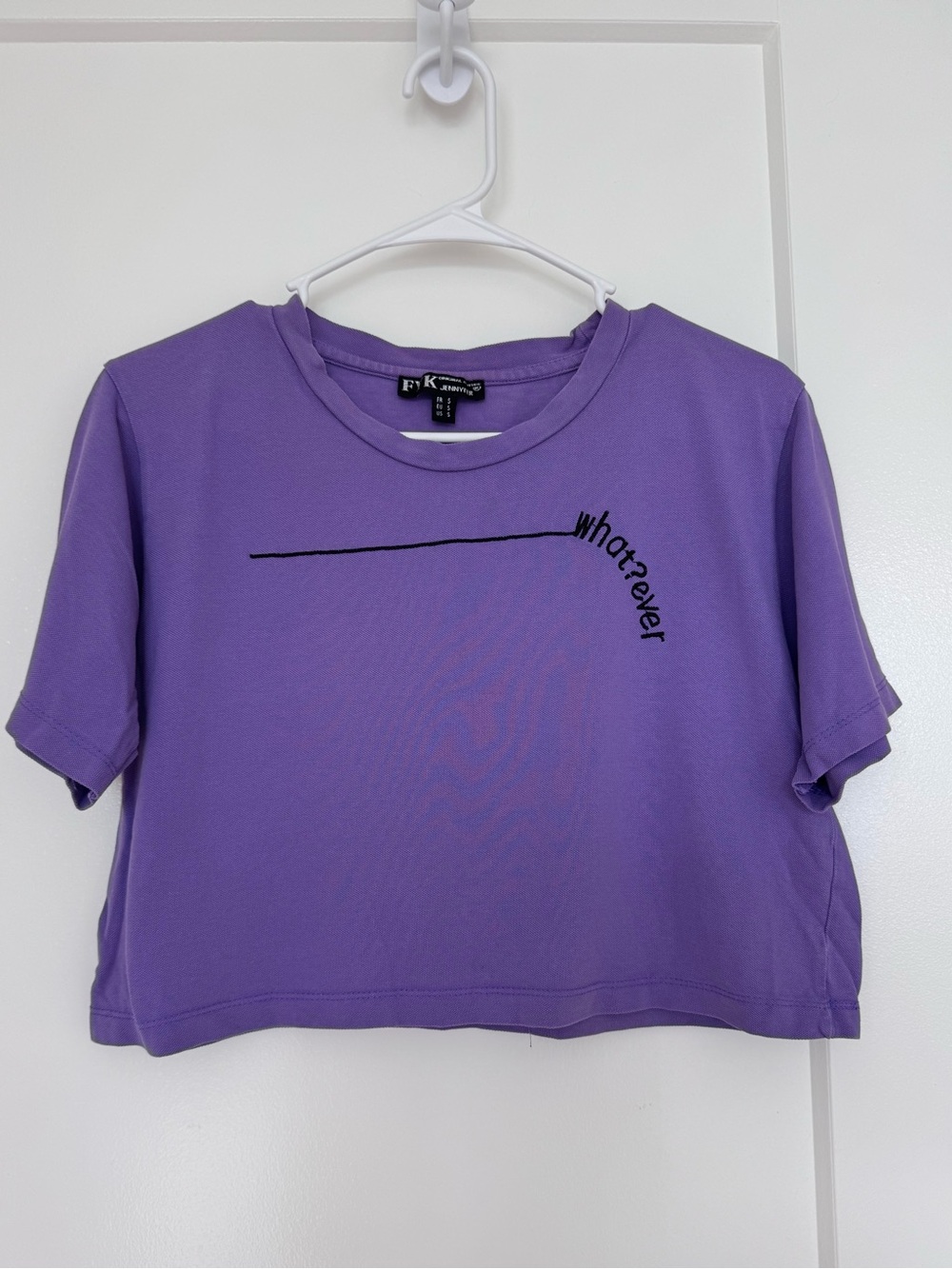 Whatever Embroidered Purple Crop Top
